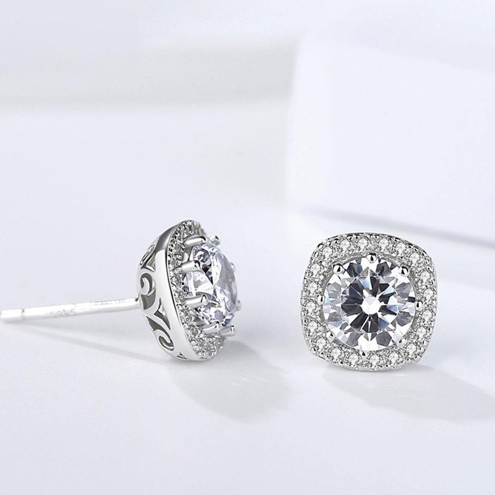 Square Diamond Ear Studs - soufeelus