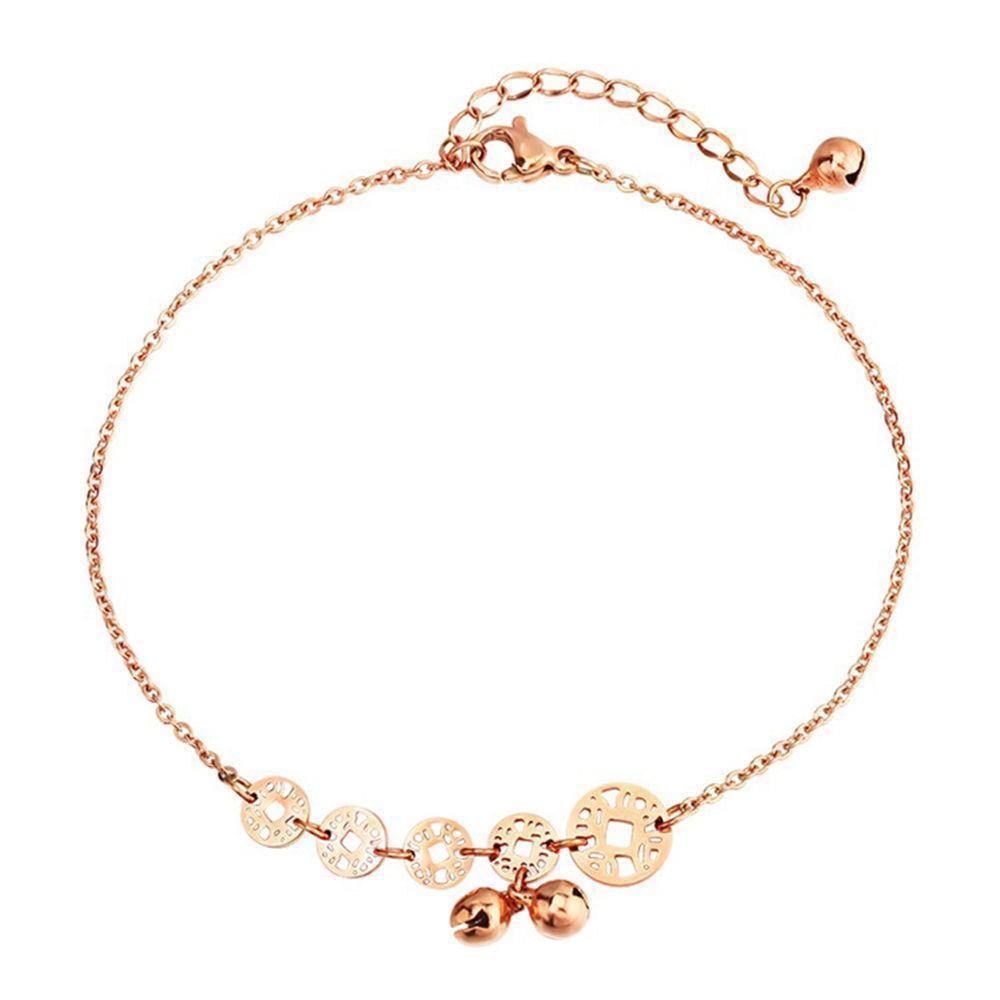 Openwork Round Flake And Bell Anklet - soufeelus