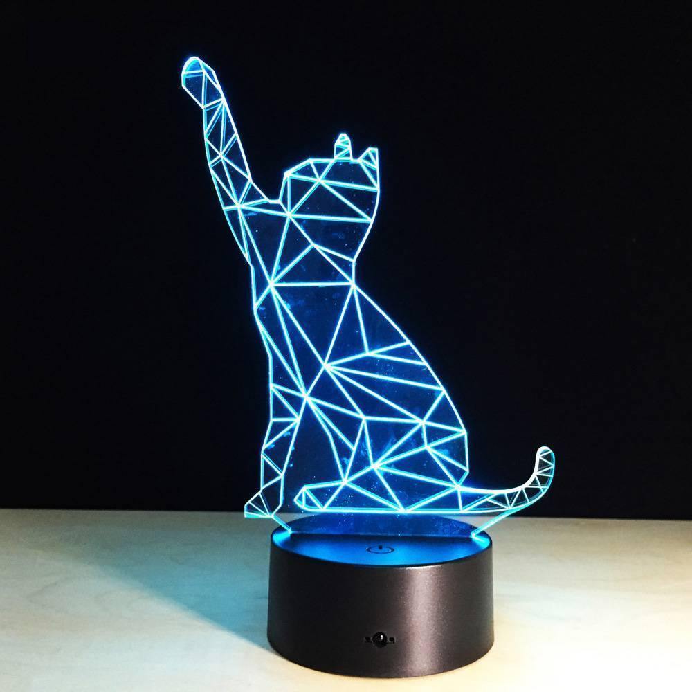 Cute Cat 3D Colorful Night Light Touch Seven Color Change - soufeelus