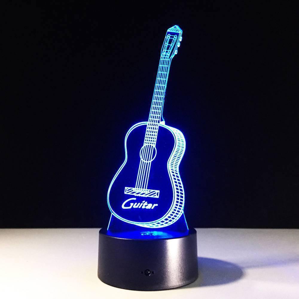 Guitar 3D Colorful Night Light Touch Seven Color Change - soufeelus