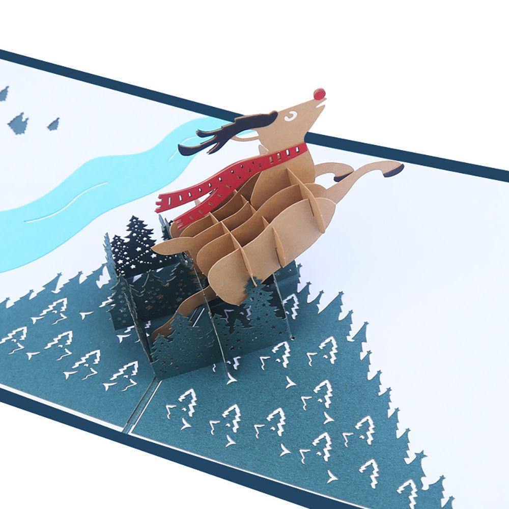 Greeting Card 3D Handmade Christmas Flying Deer - soufeelus
