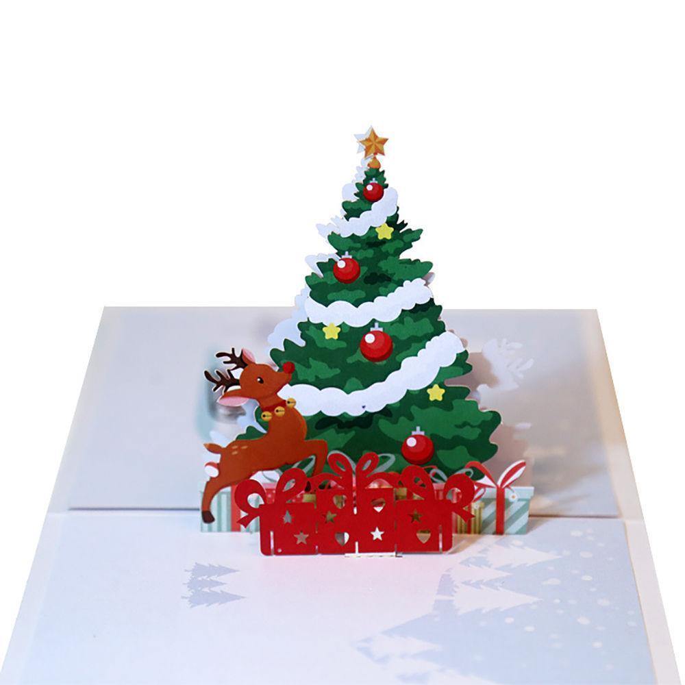 Greeting Card 3D Christmas Tree And Deer - soufeelus
