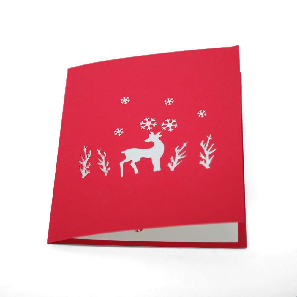 Greeting Card 3D Red Christmas Deer - soufeelus