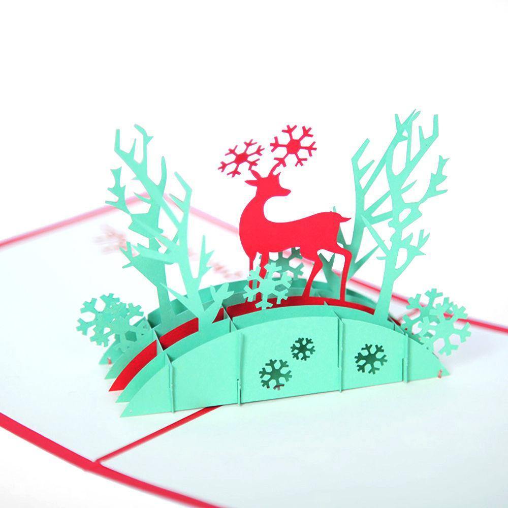 Greeting Card 3D Red Christmas Deer