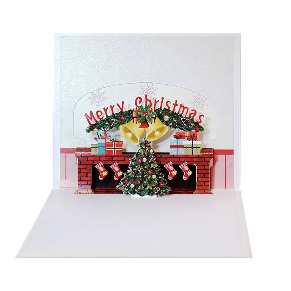 Greeting Card 3D Christmas Tree and Fireplace
