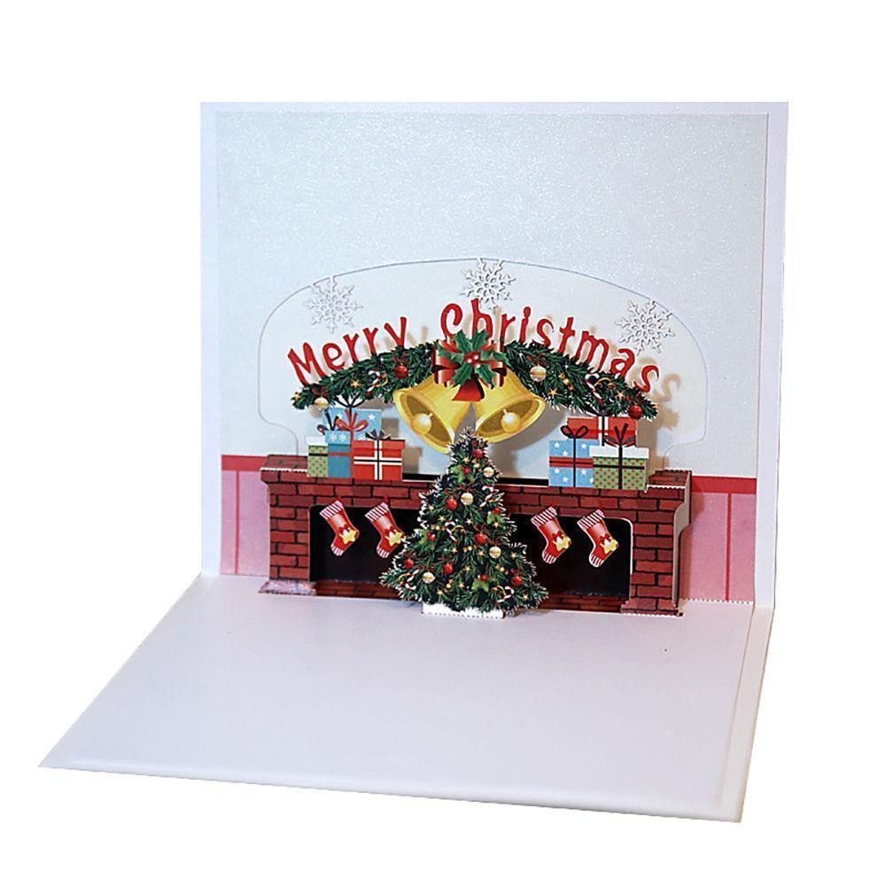 Greeting Card 3D Christmas Tree and Fireplace - soufeelus