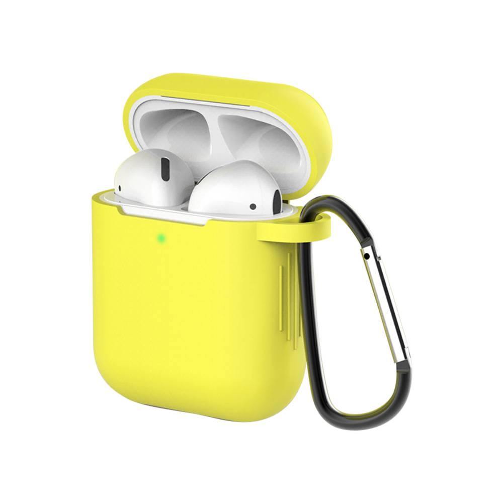 AirPods Case Bright Solid Color Silicone Case with Keychain - soufeelus