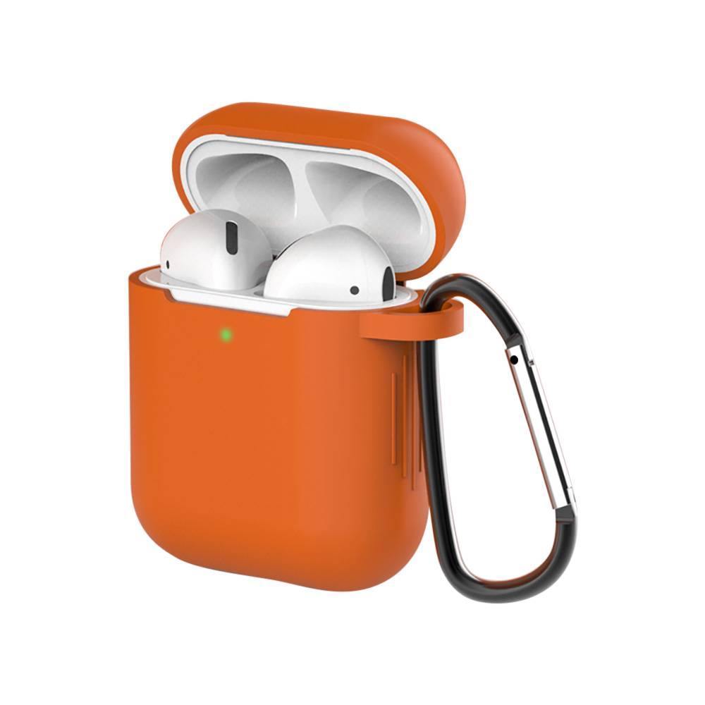 AirPods Case Bright Orange Silicone Case with Keychain - soufeelus