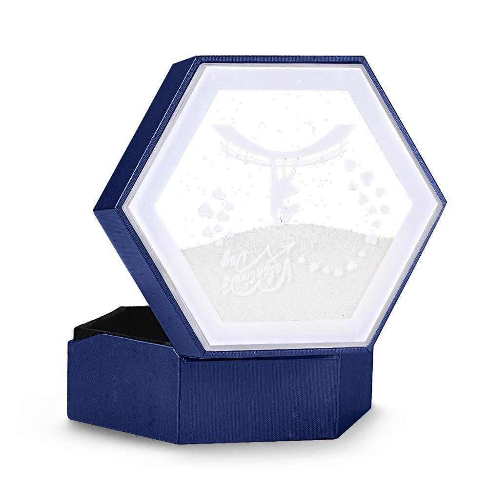 Unique Quicksand Ring Necklace Box Blue - soufeelus