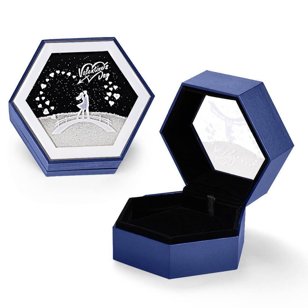 Unique Quicksand Ring Necklace Box Blue - soufeelus