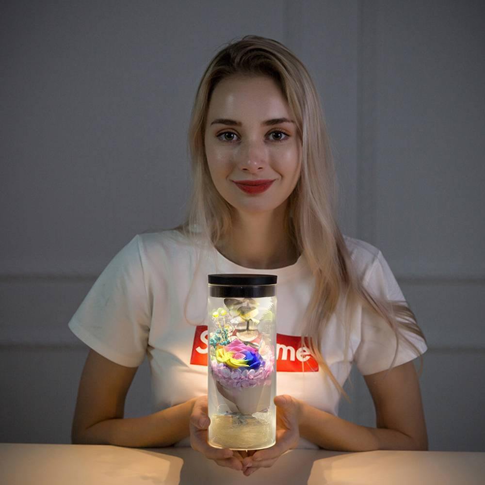 Night Lamp, LED Bottle Lamp Touch Light - Colorful Rose - soufeelus