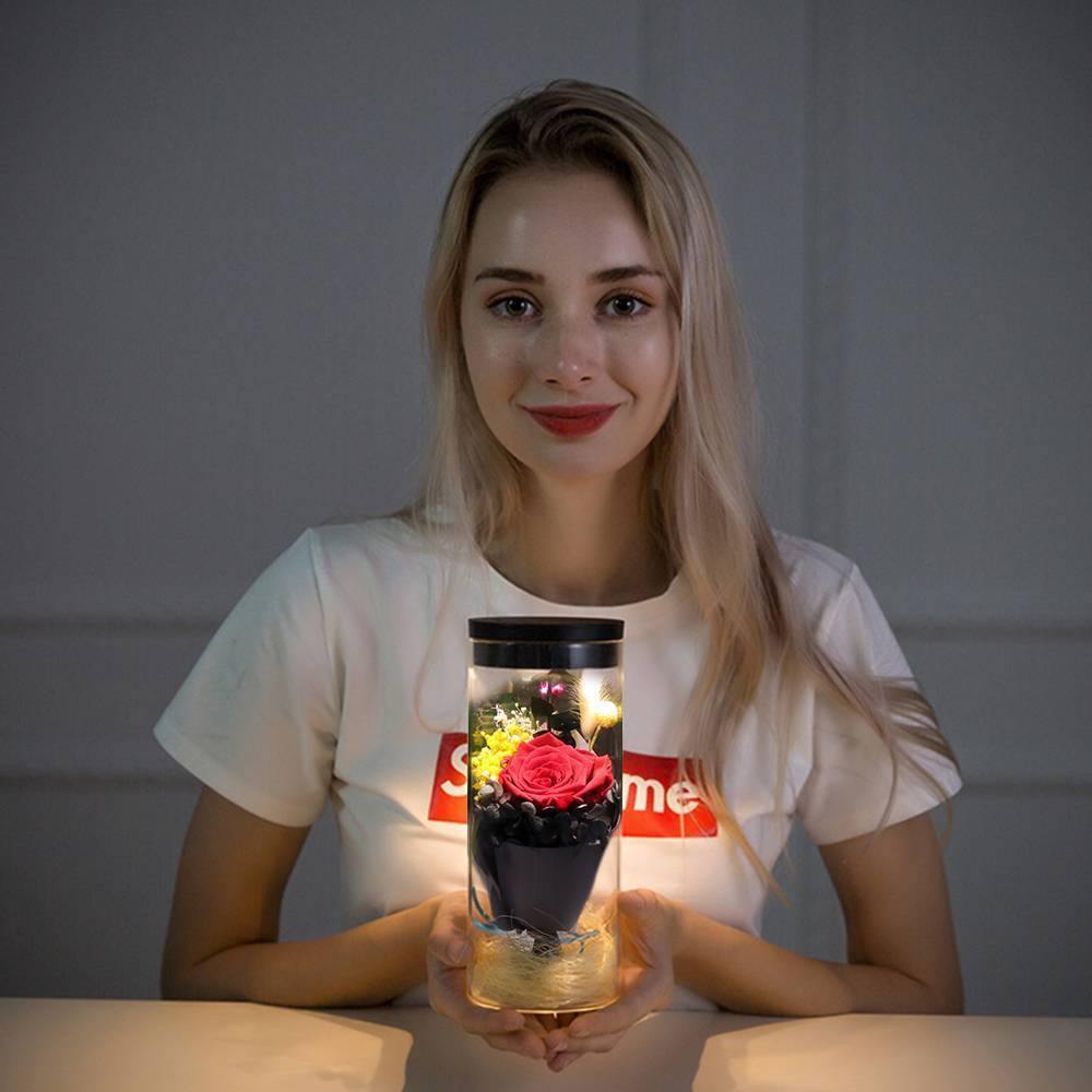 Night Lamp, LED Bottle Lamp Touch Light - Red Flower - soufeelus