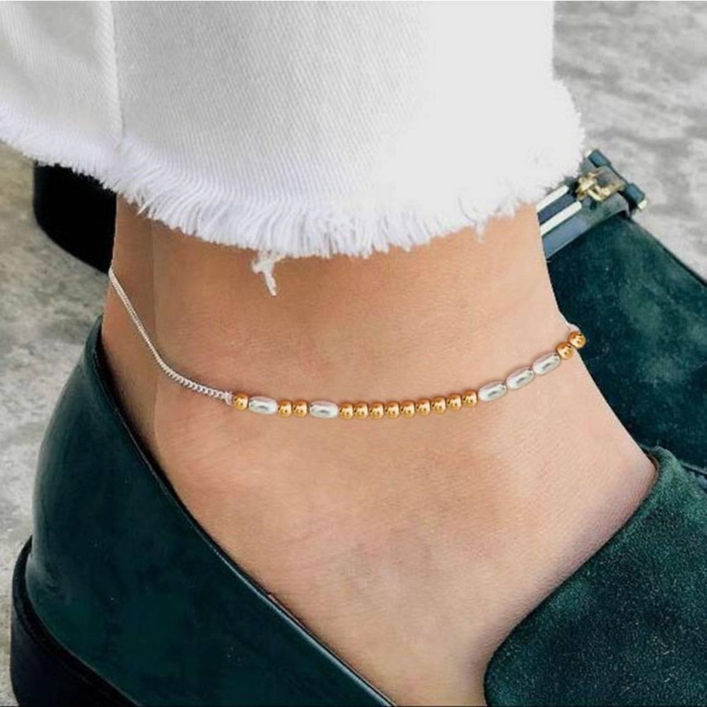 Beaded Anklet, Thin Anklet Rose Gold - soufeelus