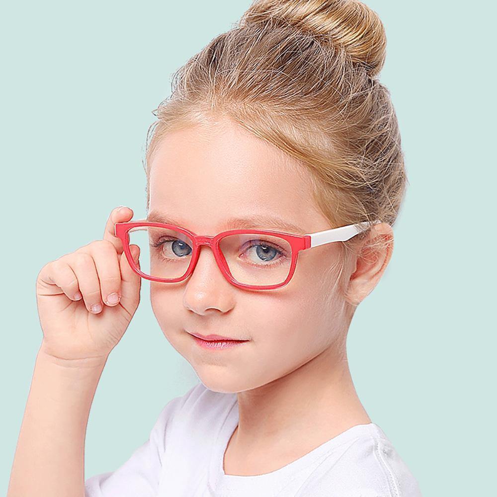 Kids Blue Light Blocking Glasses Super Flex Durable Red and White - soufeelus