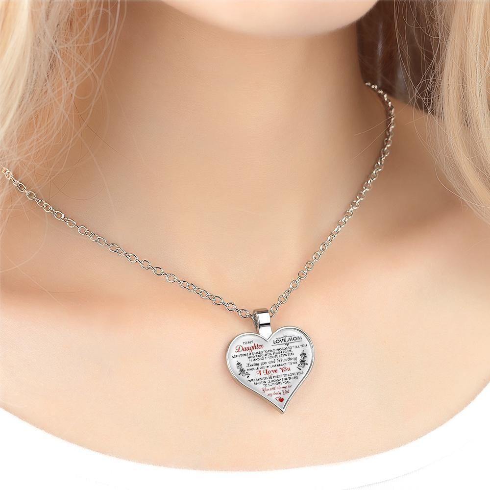 Mom to Daughter Necklace Heart-shaped Pendant Necklace Perfect Gift - soufeelus