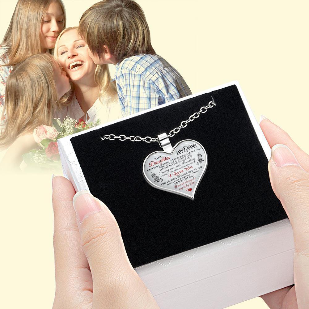 Mom to Daughter Necklace Heart-shaped Pendant Necklace Perfect Gift - soufeelus