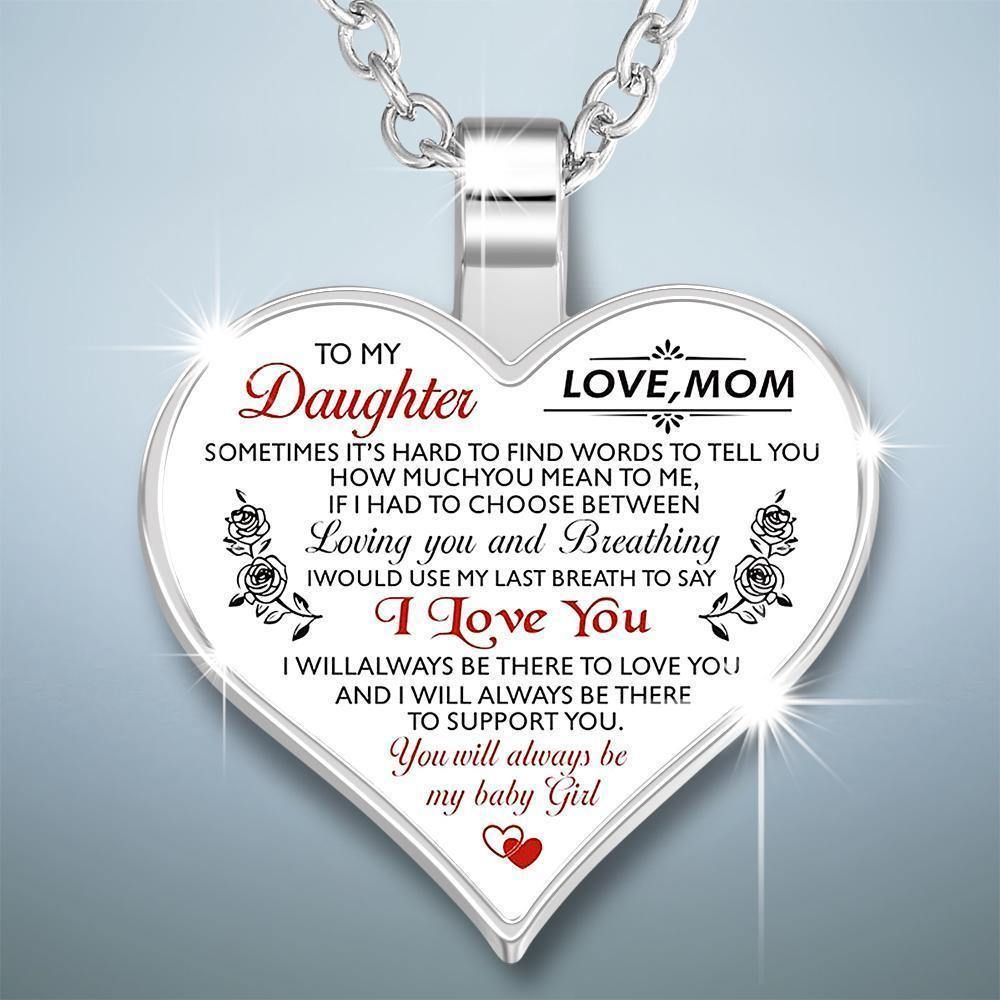 Mom to Daughter Necklace Heart-shaped Pendant Necklace Perfect Gift - soufeelus