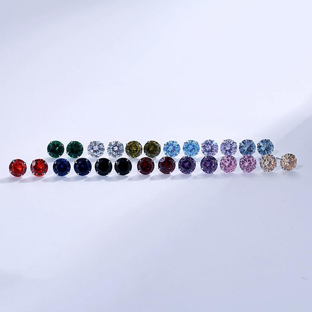 Earrings June Moonlight Diamond Shape Silver 6MM - soufeelus