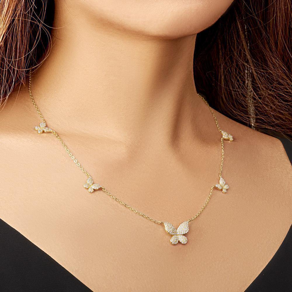 Clavicle Necklace with Butterfly for Girlfriend Gifts Zircon - soufeelus
