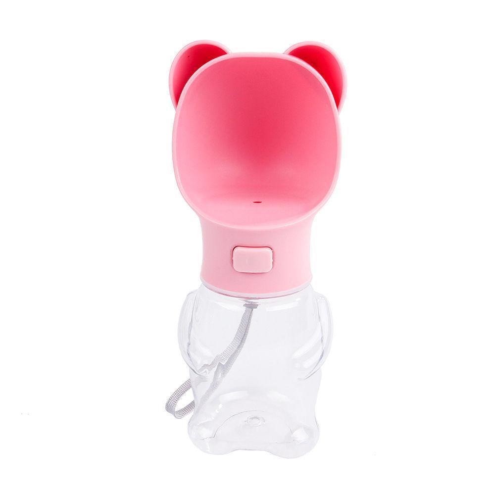 Dog/Cat Water Dispenser Bottle Outdoor Portable Travel Bear Pink - soufeelus