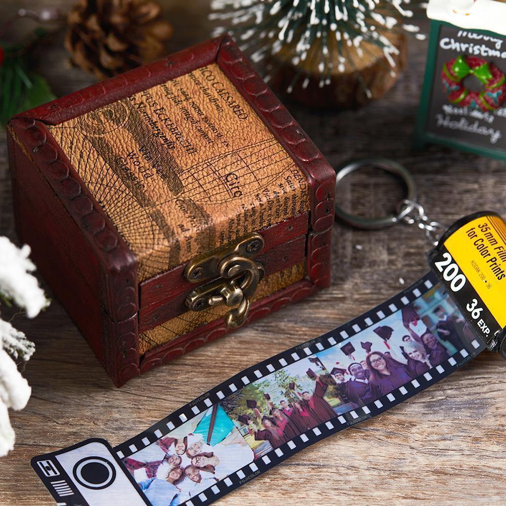 Vintage Wooden Box for Film Roll Keychain - soufeelus