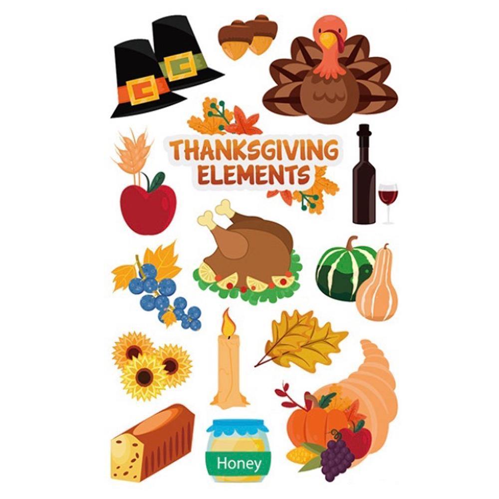 Children's Waterproof  Face Stickers Maple Leaf Fruit Turkey Temporary Stickers Thanksgiving Tattoo Stickers - soufeelus