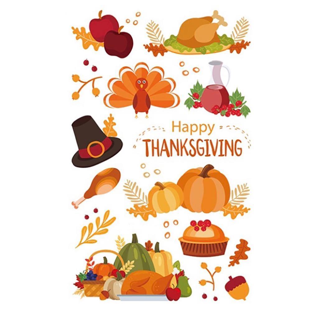 Thanksgiving Tattoo Stickers Children's Waterproof Face Stickers Maple Leaf Fruit Turkey Pumpkin Temporary Stickers - soufeelus