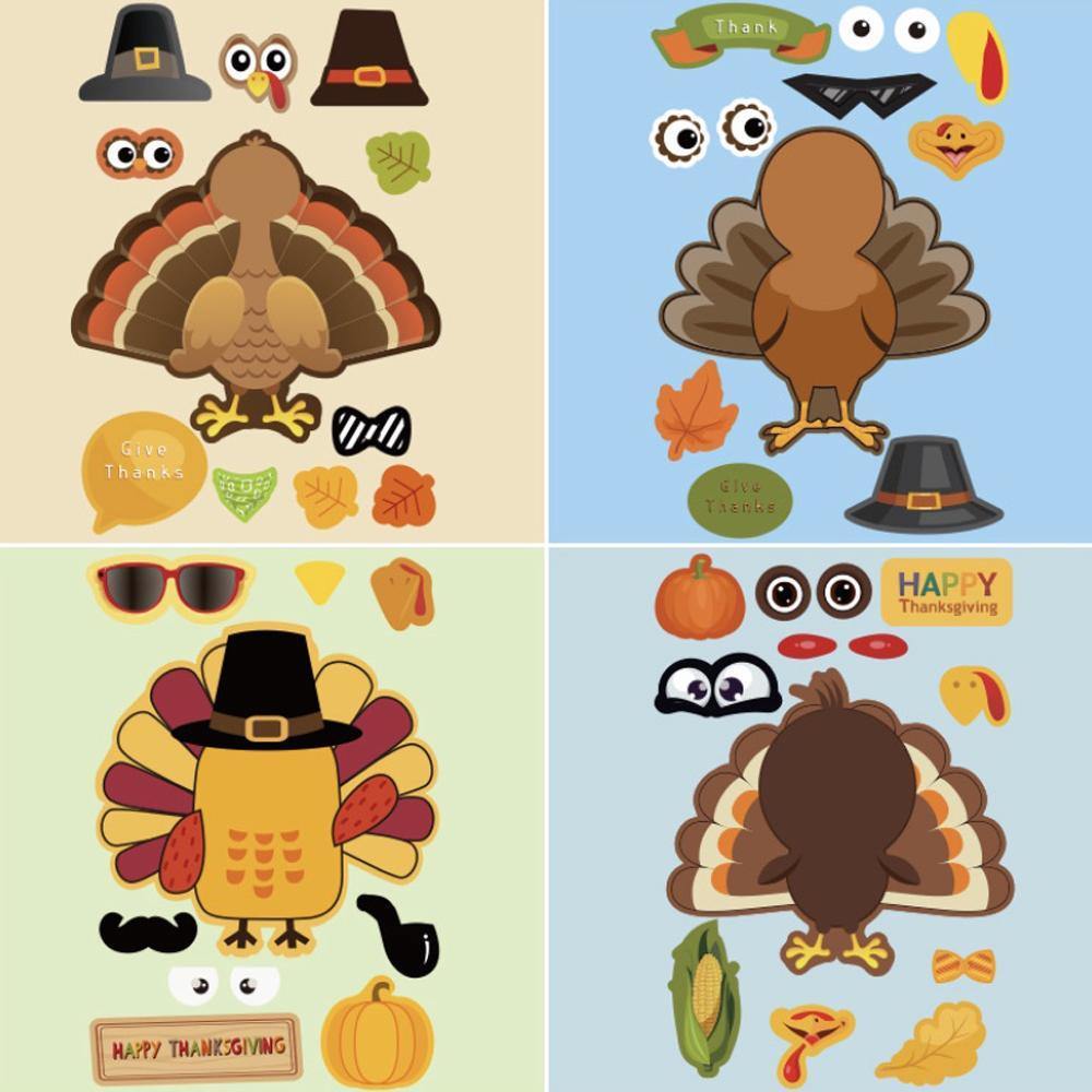Thanksgiving Turkey Puzzle Stickers - soufeelus