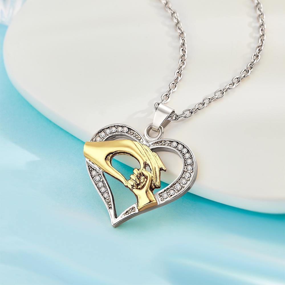Creative Necklace Gold Hand in Hand Heart Pendant Gift - soufeelus