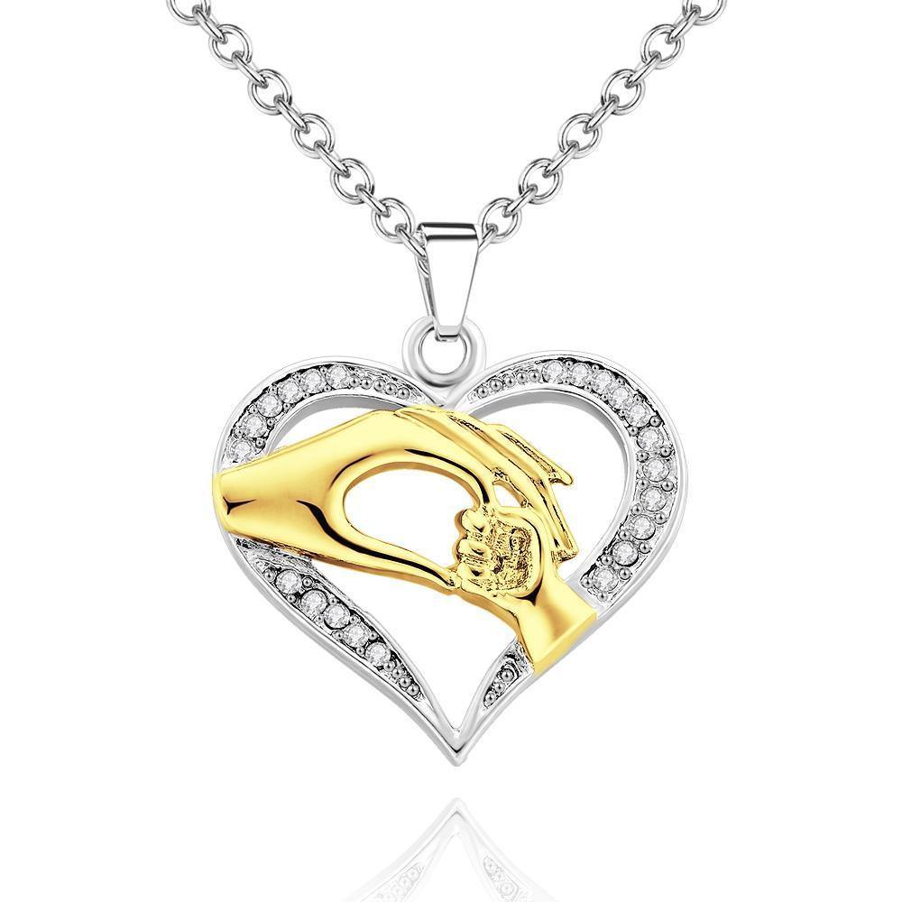 Creative Necklace Gold Hand in Hand Heart Pendant Gift - soufeelus