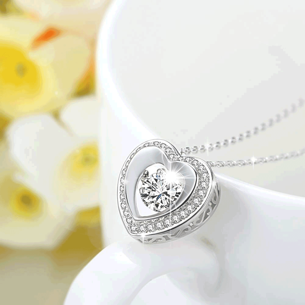 Heart Dancing Stone Necklace Silver - soufeelus