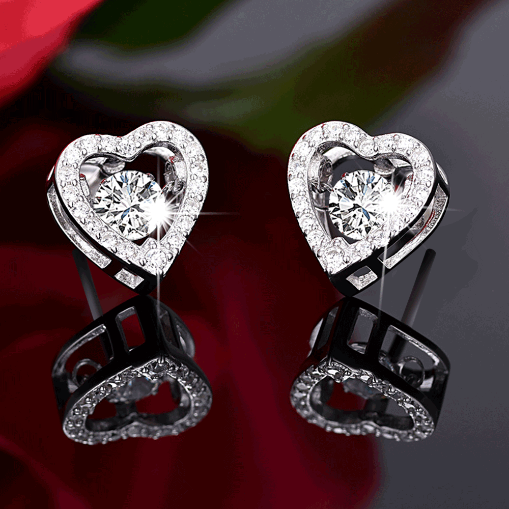 Heart Dancing Stone Earrings Silver - soufeelus