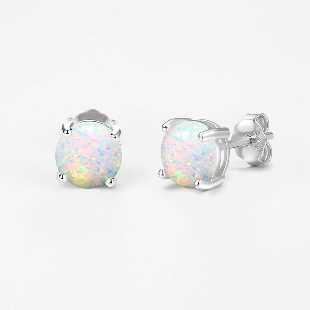 White Earrings Silver Opal - soufeelus