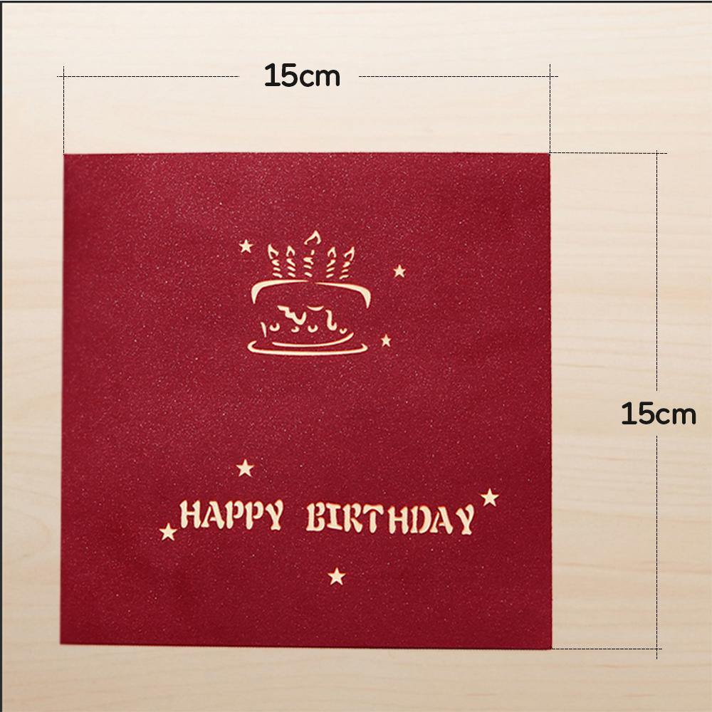 Birthday Card Color Cake Red Pop-up Card 15*15cm - soufeelus