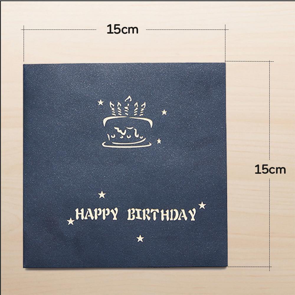 Birthday Card Color Cake Blue Pop-up Card 15*15cm - soufeelus