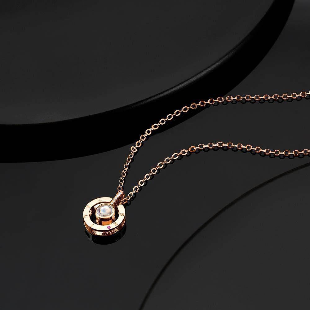 I Love You Forever Circle Pendant Necklace Rose Gold Plated - soufeelus
