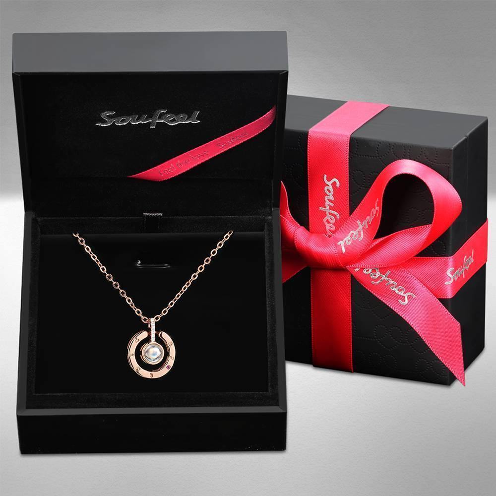 I Love You Forever Circle Pendant Necklace Rose Gold Plated - soufeelus