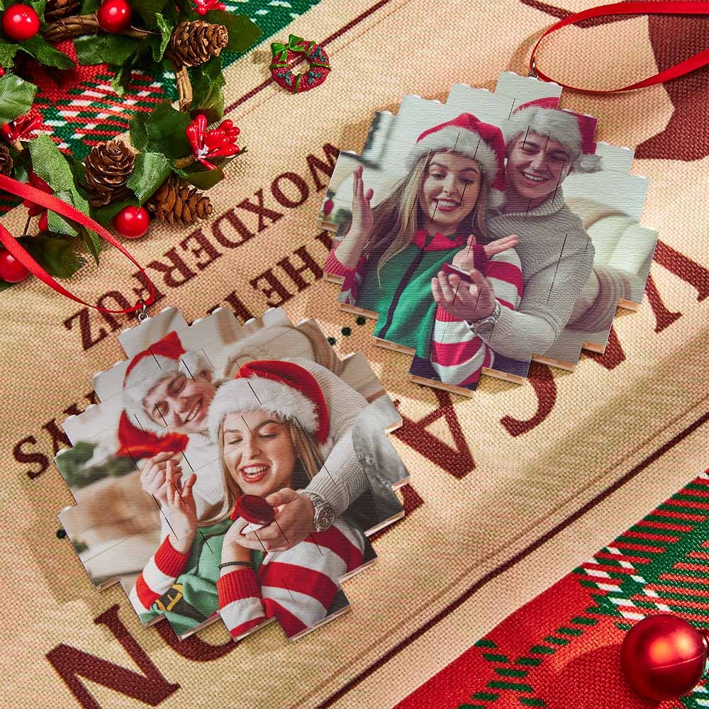 Christmas Ornament Custom Spotify Code Round Photo Block Personalized Building Brick - soufeelus