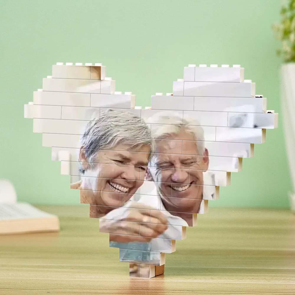 Custom Building Brick Puzzle Personalized Heart Shaped Engraving Photo Block Gift For Anniversary - soufeelus