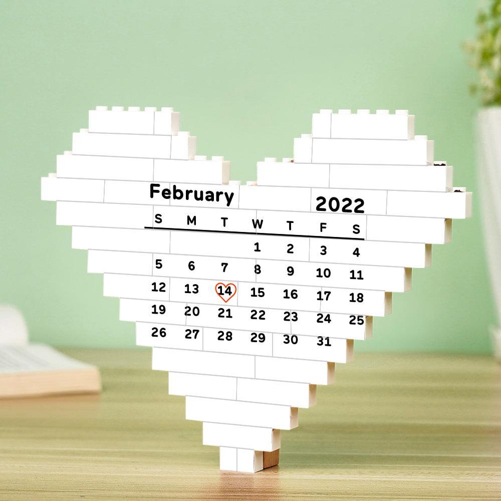 Custom Building Brick Puzzle Personalized Heart Shaped Photo & Special Date Block Gift for Couples
