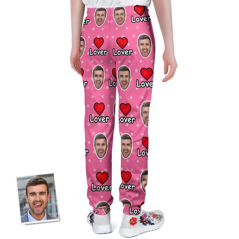 Custom Photo Face Sweatpants Love Design Pink Sweatpants Gift
