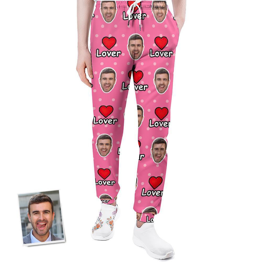 Custom Photo Face Sweatpants Love Design Pink Sweatpants Gift