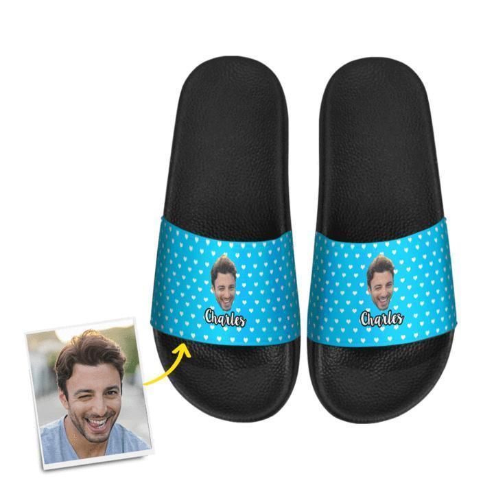 Custom Photo Face Slide Sandals With Name Men S