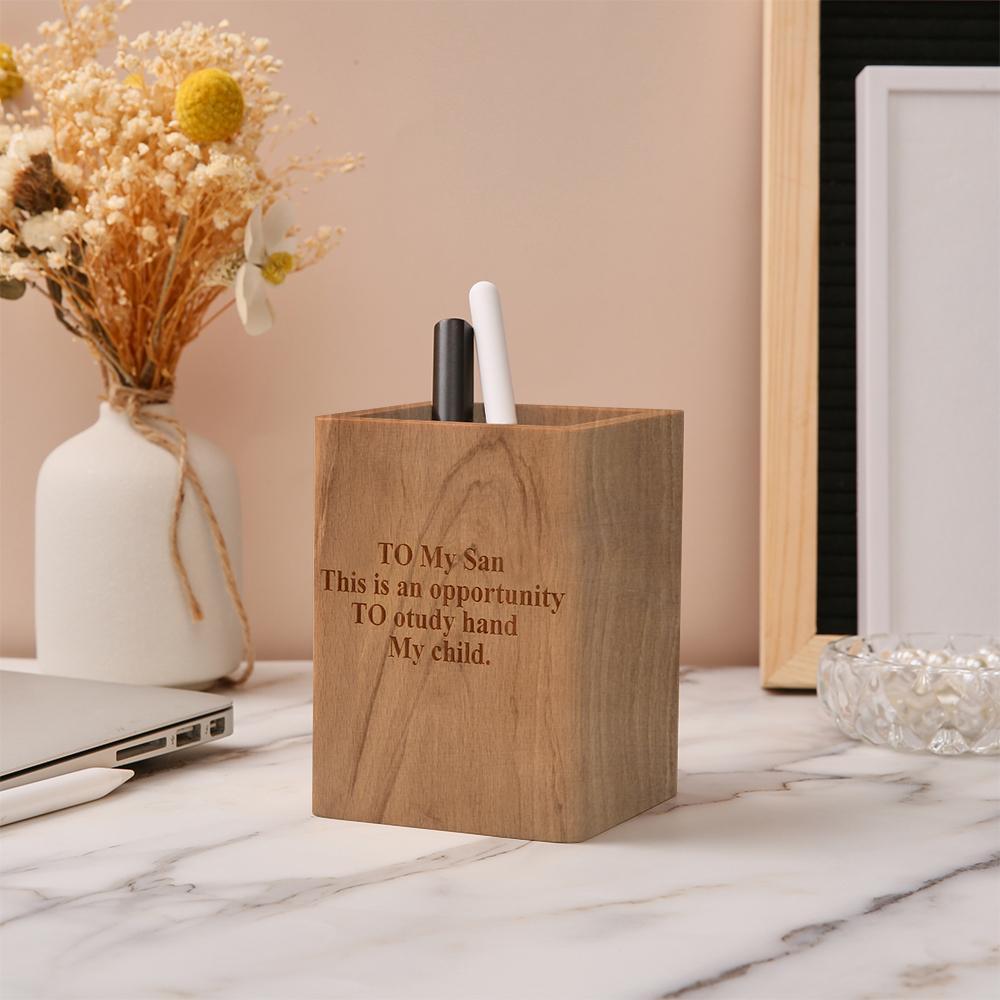 Custom Engraved Wooden Pen Cases Wood Creative Pen Holder For Desk Office Gift