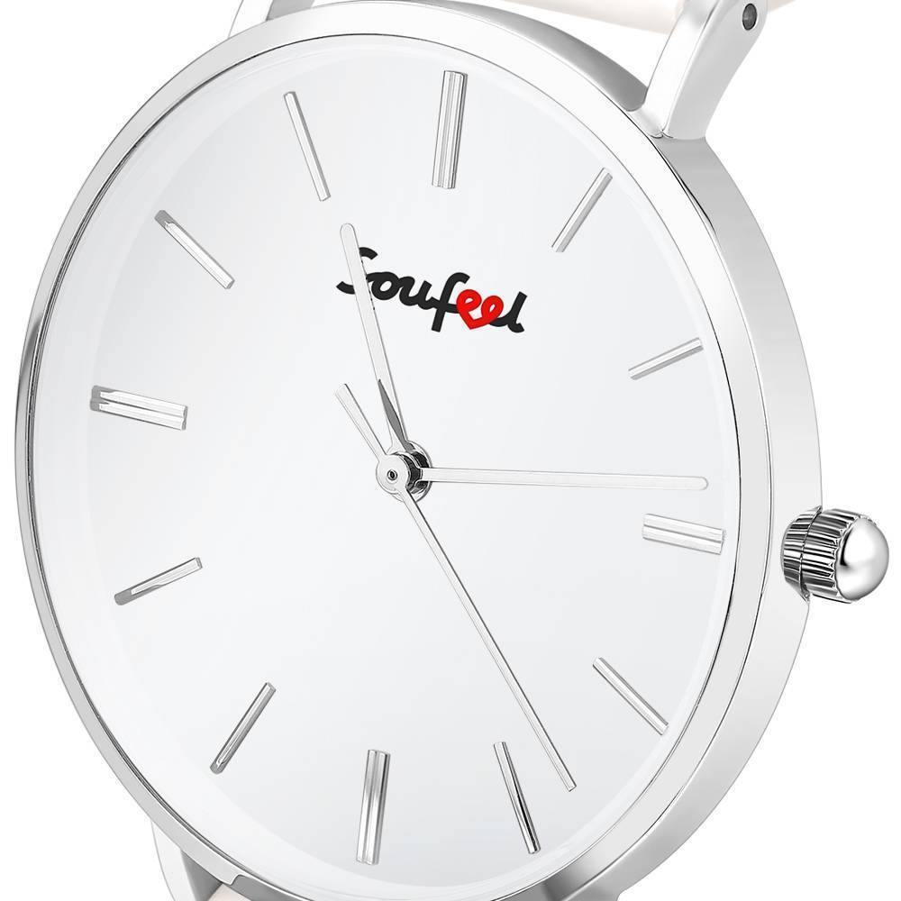 Soufeel Women's Classic Watch White Leather Strap 36mm - soufeelus