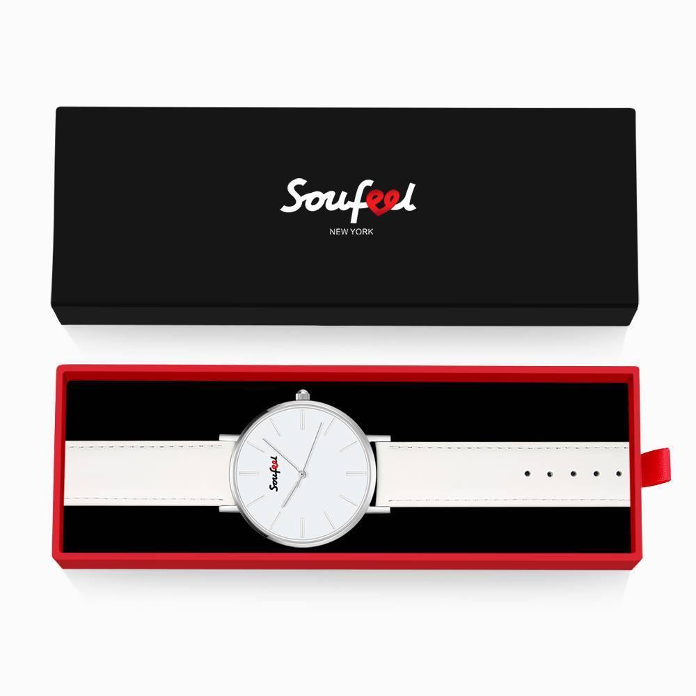 Soufeel Unisex Classic Watch White Leather Strap 40mm - soufeelus