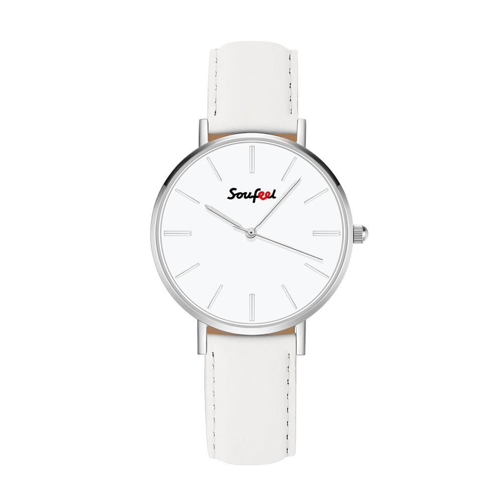 Soufeel Women's Classic Watch White Leather Strap 36mm - soufeelus