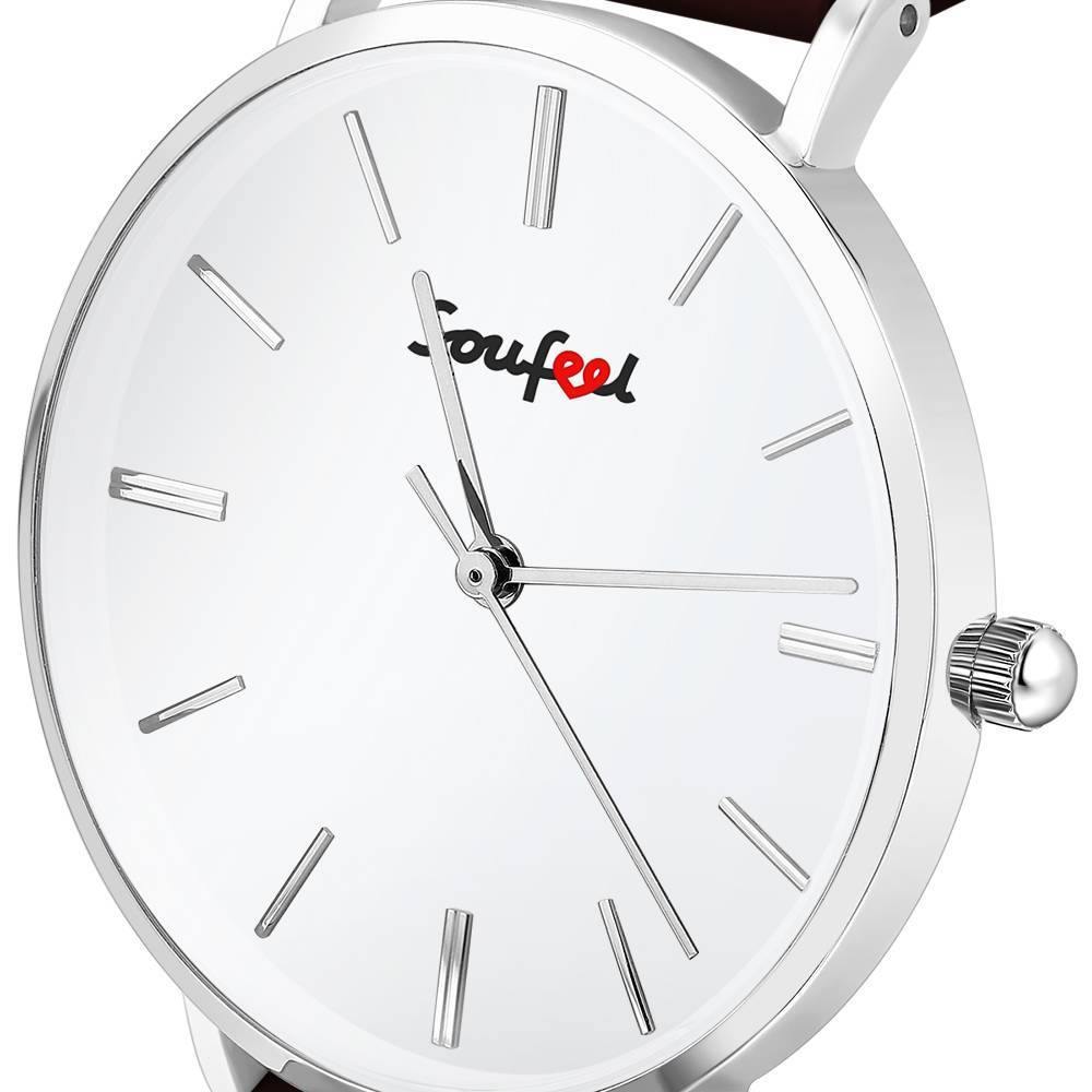 Soufeel Unisex Classic Watch Brown Leather Strap 40mm - soufeelus