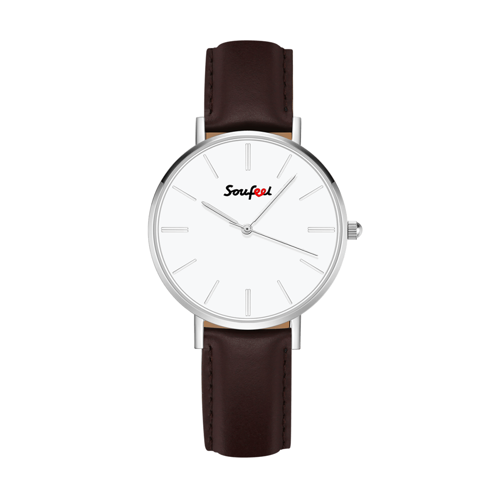 Soufeel Unisex Classic Watch Brown Leather Strap 40mm - soufeelus