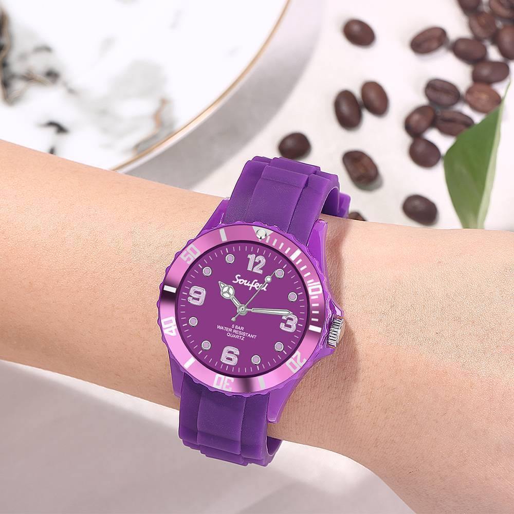 Soufeel Women's Purple Silicone Watch 39mm - soufeelus